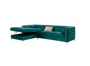 Bellaire Button-Tufted Upholstered Sectional (Teal)