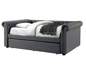 Leanna Contemporary Day Bed with Trundle (Grey)