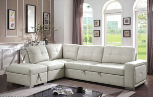 Risca Contemporary Sleeper Sectional (Beige)