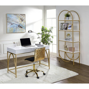 Lightmane White And Gold Desk – Fully Furnished