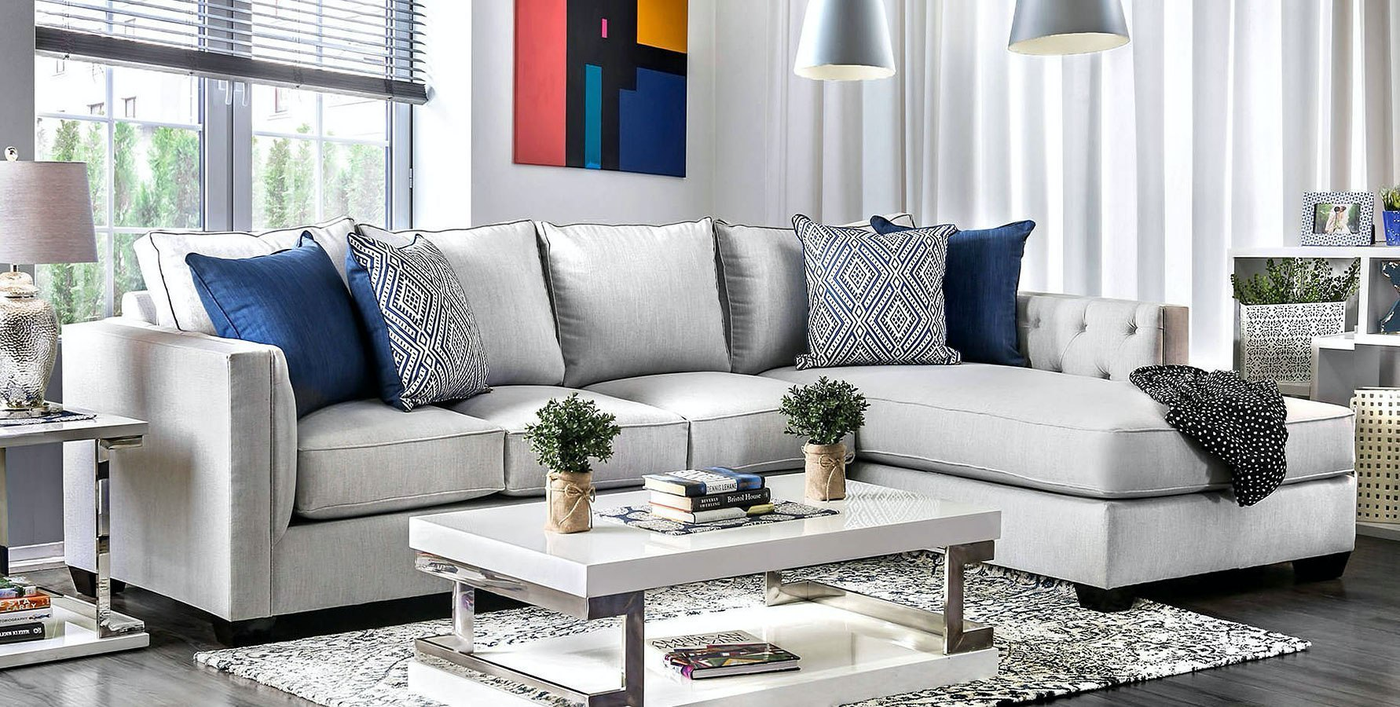 Ornella Light Grey Sectional Fully Furnished