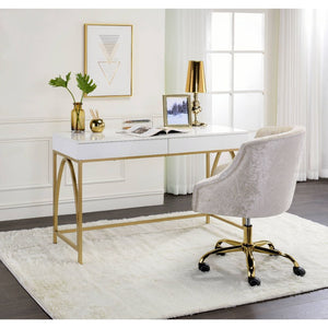 Lightmane White and Gold Desk