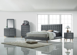 Valda Light Grey Upholstered Bed