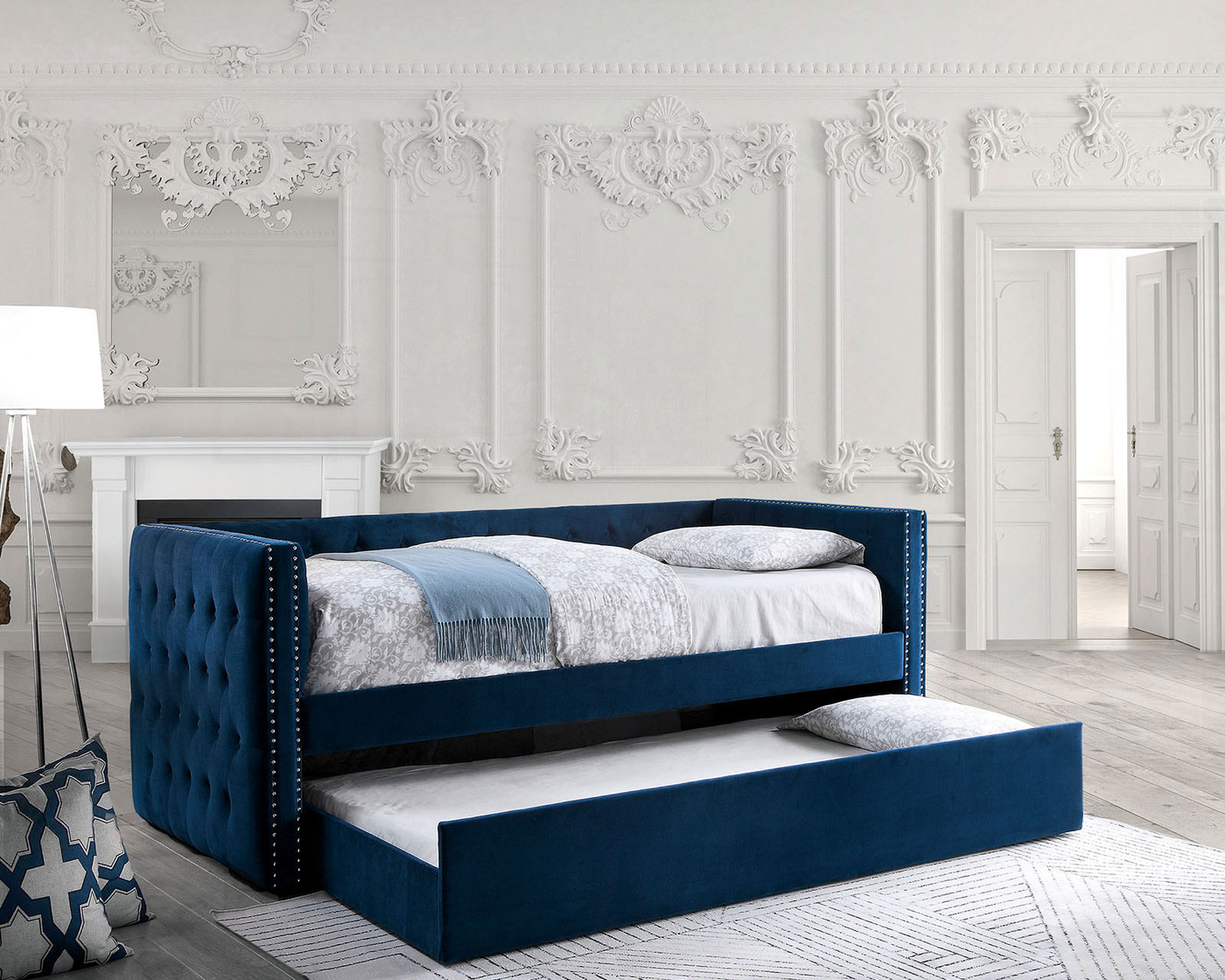 Susanna Daybed with Trundle Navy Blue Fully Furnished