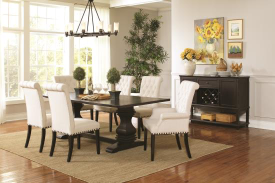 Parkins Traditional 7 Piece Dining Set (Rustic Espresso) – Fully Furnished