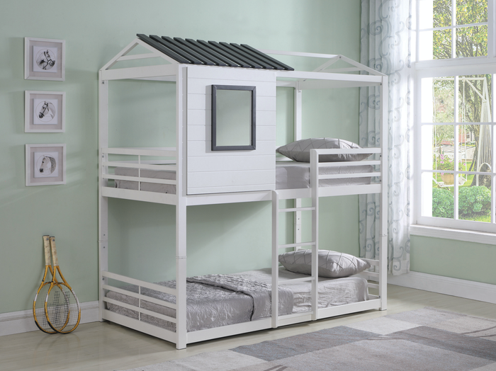 Belton House-Themed Twin Over Twin Bunk Bed (White)