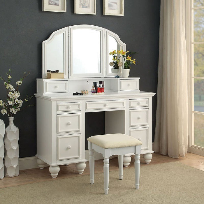 Athy Vanity With Stool (White)