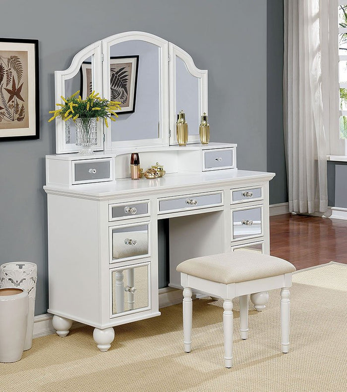 Tracy Vanity With Stool (White)