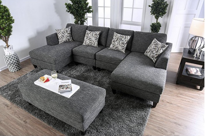 Lowry Chenille Sectional With Ottoman