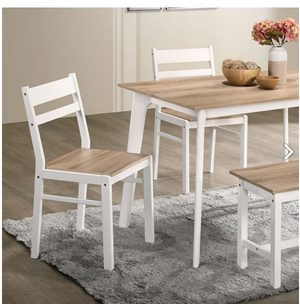 Debbie 5 Piece Dining Set With Bench (Light Wood)