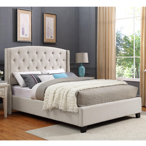 Eva Ivory Upholstered bed with Nails