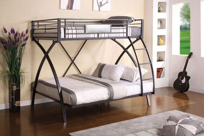 Apollo Twin-Over-Full Bunk Bed (Grey/Chrome)