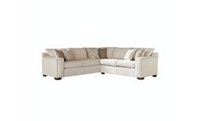 Aria L-Shaped Sectional With Nailheads (Oatmeal)