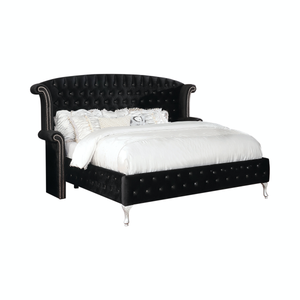 Alzire Bedroom Collection in Black Velvet