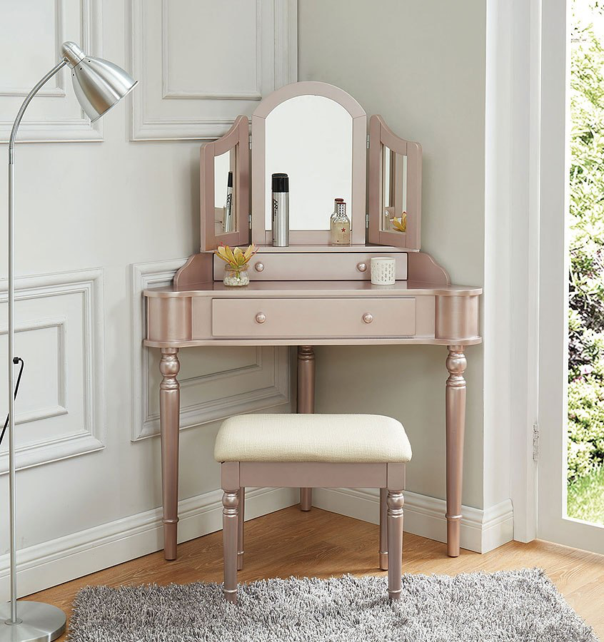 rose gold dressing table Sanlo Wood Dressing Make Up Dressing Table and Chair Set, Rose Gold : Target