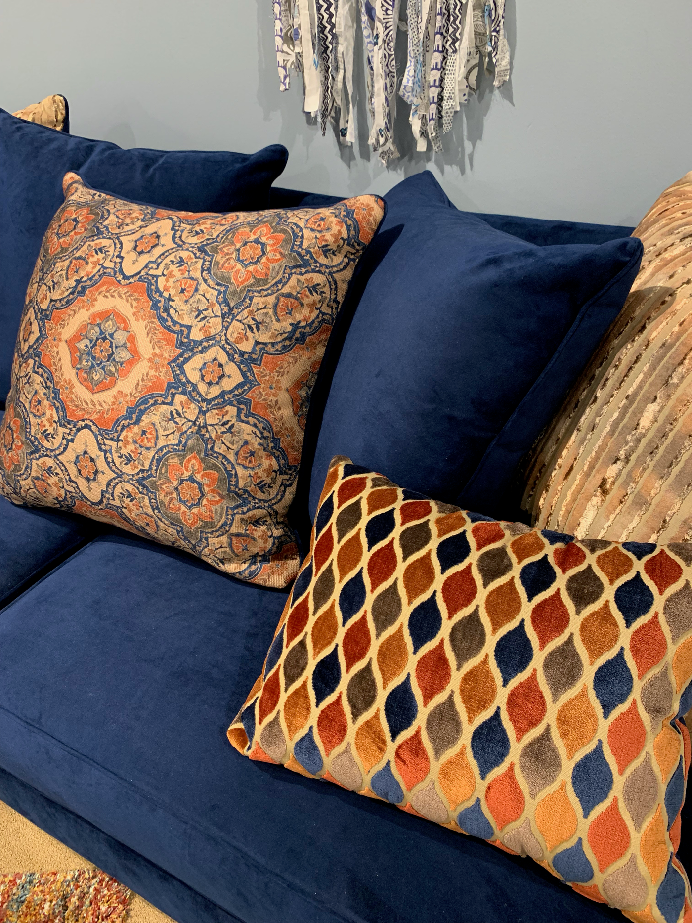 Navy blue discount sofa pillows