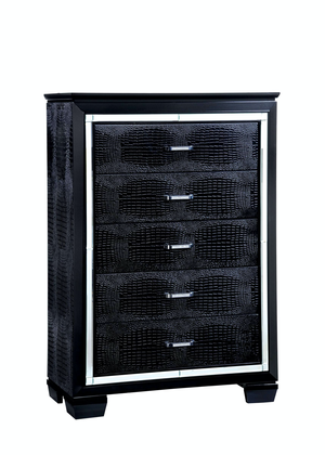 Bellanova Black Crocodile Embossed with Built in LED Lights Bedroom Collection