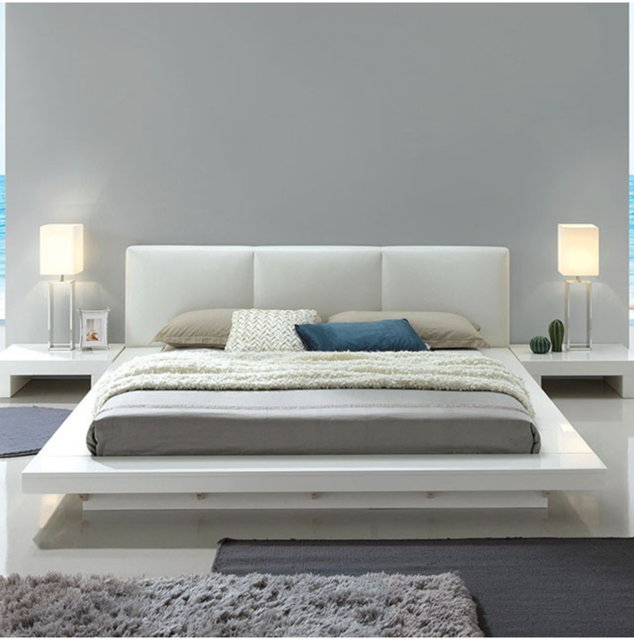 White contemporary bed deals