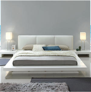 Christie Contemporary Bed with Padded Headboard (White)