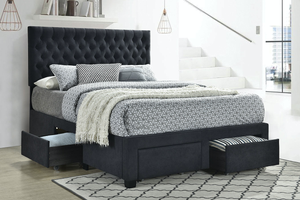 Soledad Button Tufted Storage Bed (Charcoal)