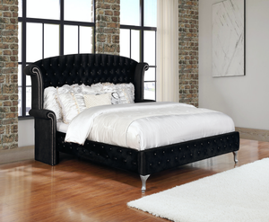 Alzire Bedroom Collection in Black Velvet