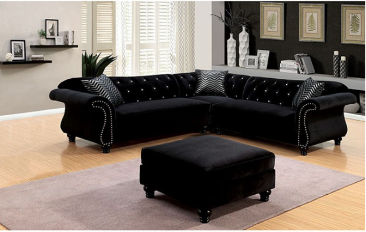 Black online tufted sectional