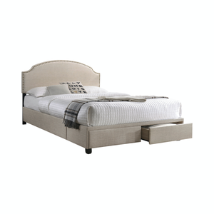Newdale 2-Drawer Upholstered Storage Bed Beige