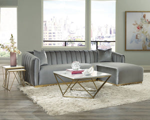 Grisby Sationary Sectional in Silver