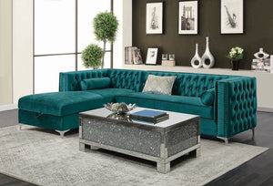 Bellaire Button-Tufted Upholstered Sectional (Teal)