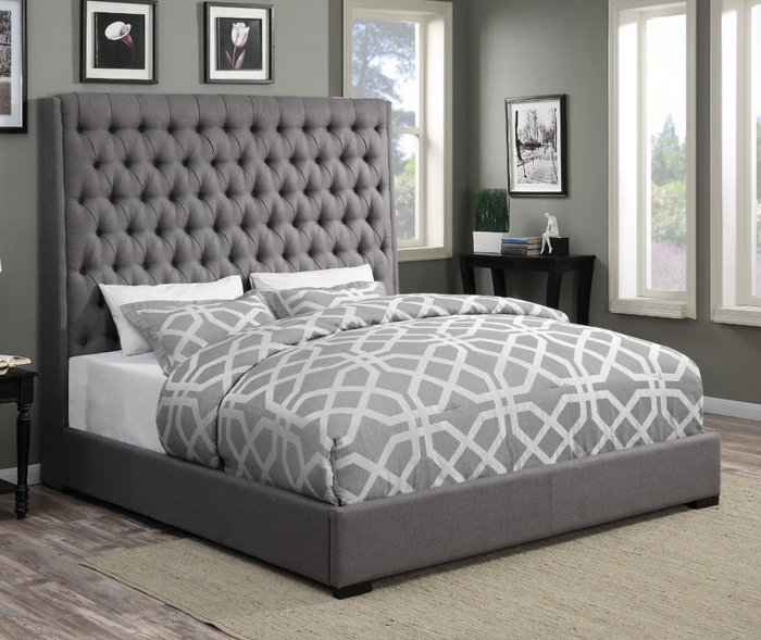 Camille Upholstered Bed in Grey