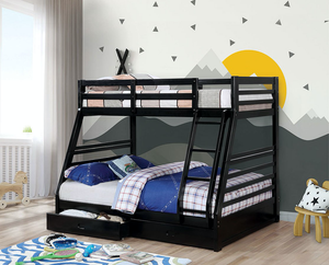 California Twin-Over-Full Bunk Bed with Drawers (Black)