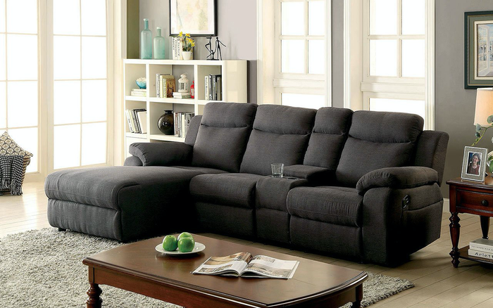 Kamryn Chenille Reclining Sectional (Grey)
