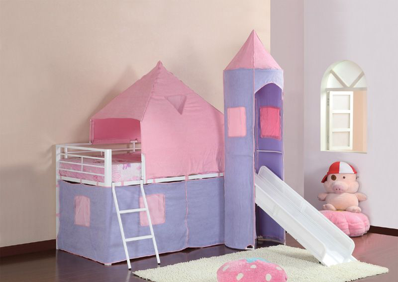 Princess loft bed with slide outlet