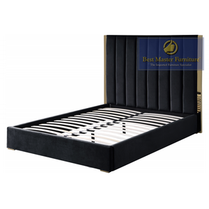 Carys Velvet Upholstered Bed (Black)