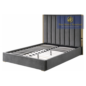 Carys Velvet Upholstered Bed (Grey)