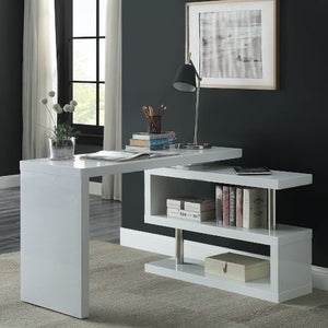 Buck II Swivel Writing Desk with 2 Shelfs (White)