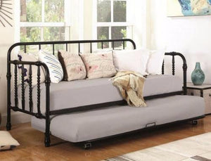 Misty Black Metal Daybed with Trundle