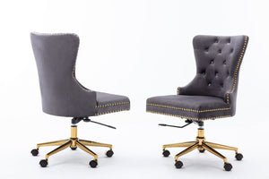 Wendy Tufted Velvet Upholstered Adjustable Chair Gold Base (Grey)