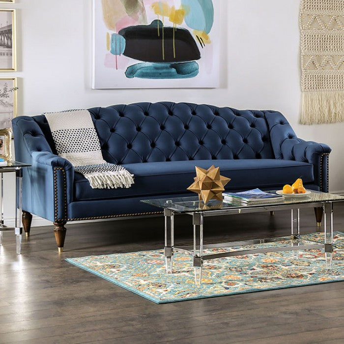Royal Blue Velvet Sofa and Loveseat S6116