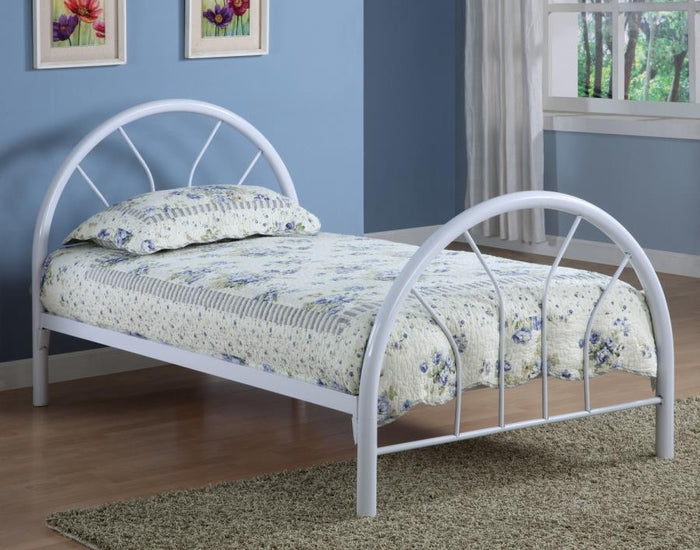 Rounded Metal Twin Bed in White