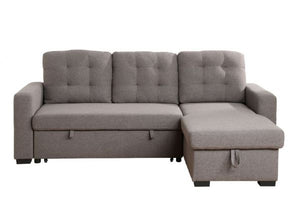Jasmine Reversible Storage Sleeper Sectional Sofa In Gray