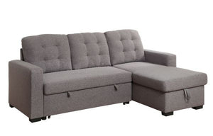 Jasmine Reversible Storage Sleeper Sectional Sofa In Gray