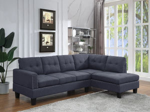 Jeimmur Nailhead Sectional Sofa (Grey)