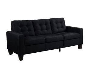 Earsom Black Three Seater Sofa and Ottoman