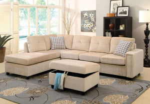 Belville Sectional Sofa w/Pillows (Beige)