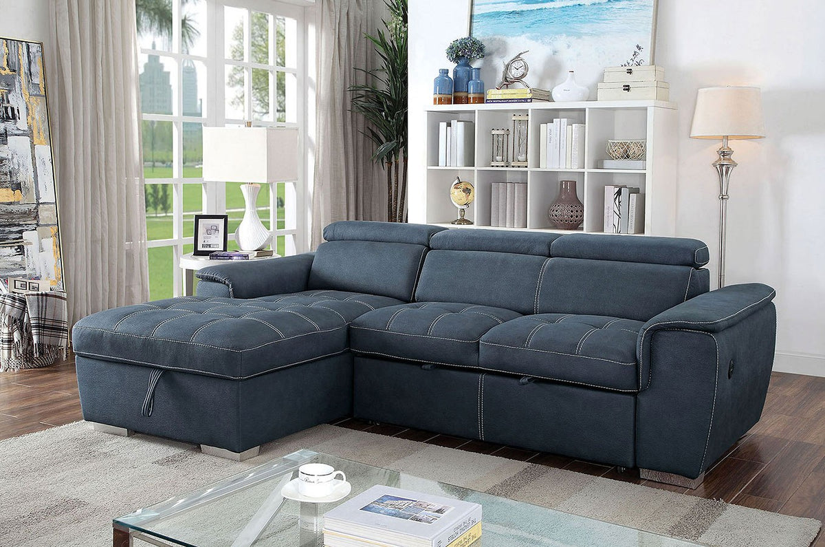 Patty Contemporary Sleeper Sectional (Blue) – Fully Furnished