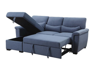 Helen Reversible Storage Sleeper Sectional Sofa (Blue)