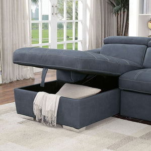 Patty Contemporary Sleeper Sectional (Blue)