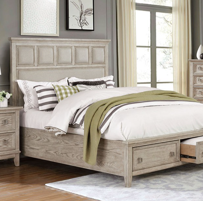 Lillian Natural Tone And Beige Bed Frame