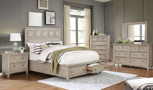 Lillian Natural Tone And Beige Bed Frame